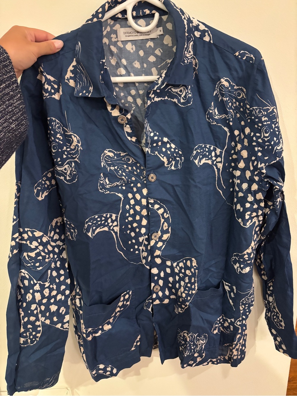 Desmond & Dempsey Printed Cotton Pajama Shirt - Picture 2 of 2